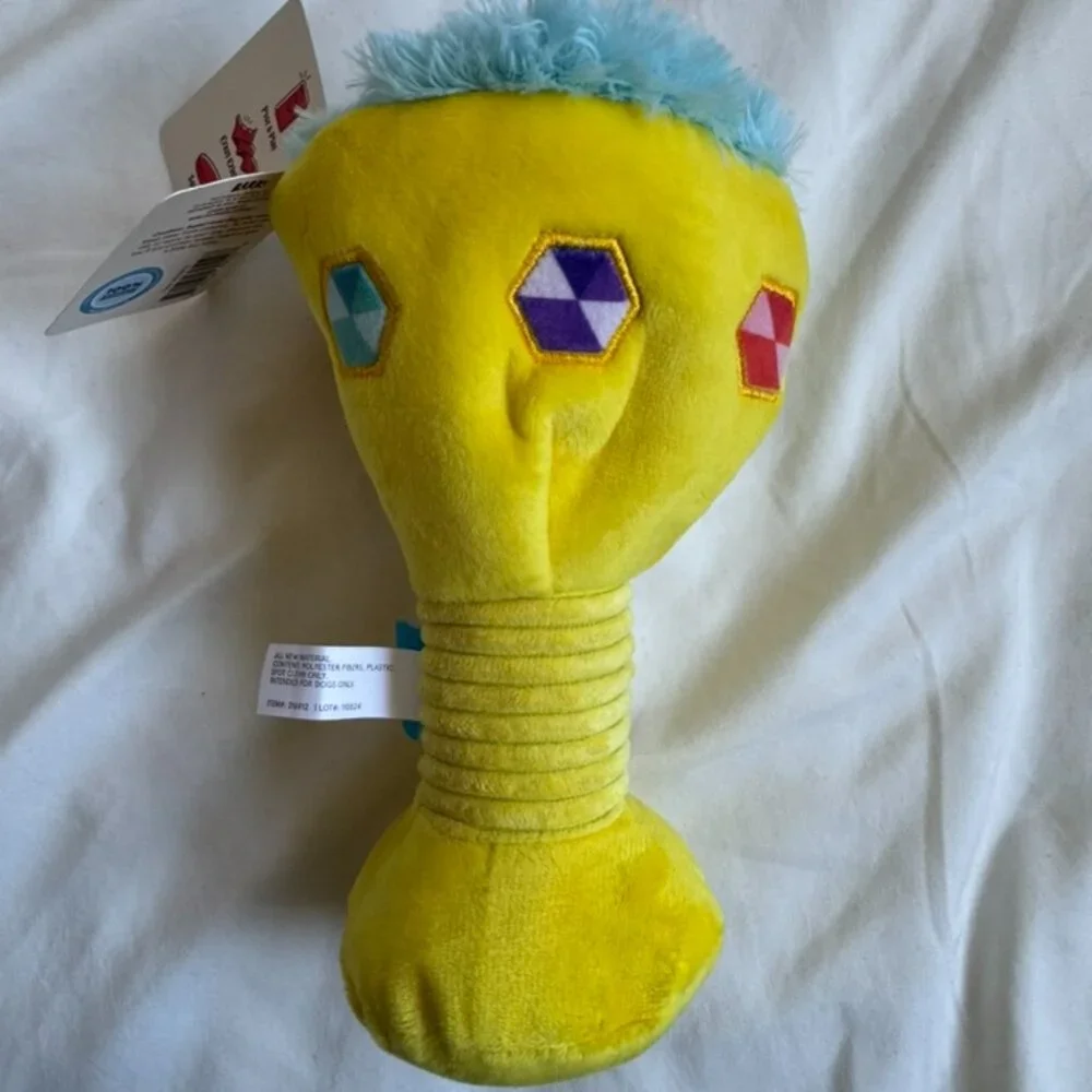 NWT Bark Box THE HOWLEY GRAIL Plush Dog Toy, Yellow + Blue, M-L (20+ lbs)